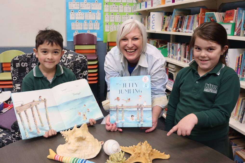 BOOK WEEK: Kangaroo Flat Primary School students Jake and Sophie were keen to hear from Book of the Year shortlisted author Andrea Rowe. Picture: LUCY WILLIAMS 