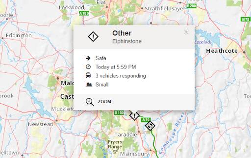 INCIDENT: A vehicle fire on the Calder Highway has been brought under control following a collision between a car and a truck. Picture: VicEmergency 