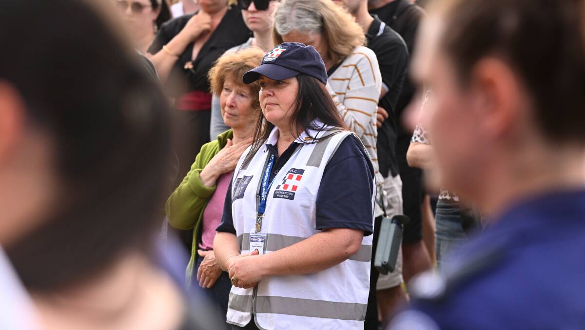 Chaplain Sarah Jane Hall at the November 6 Victoria Park vigil - a day after the crash that killed five tourists in Daylesford,. Picture by Adam Trafford.
