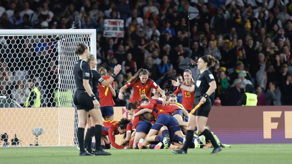 Pure elation for Spain after claiming the FIFA Women's World Cup. Picture by Anna Warr
