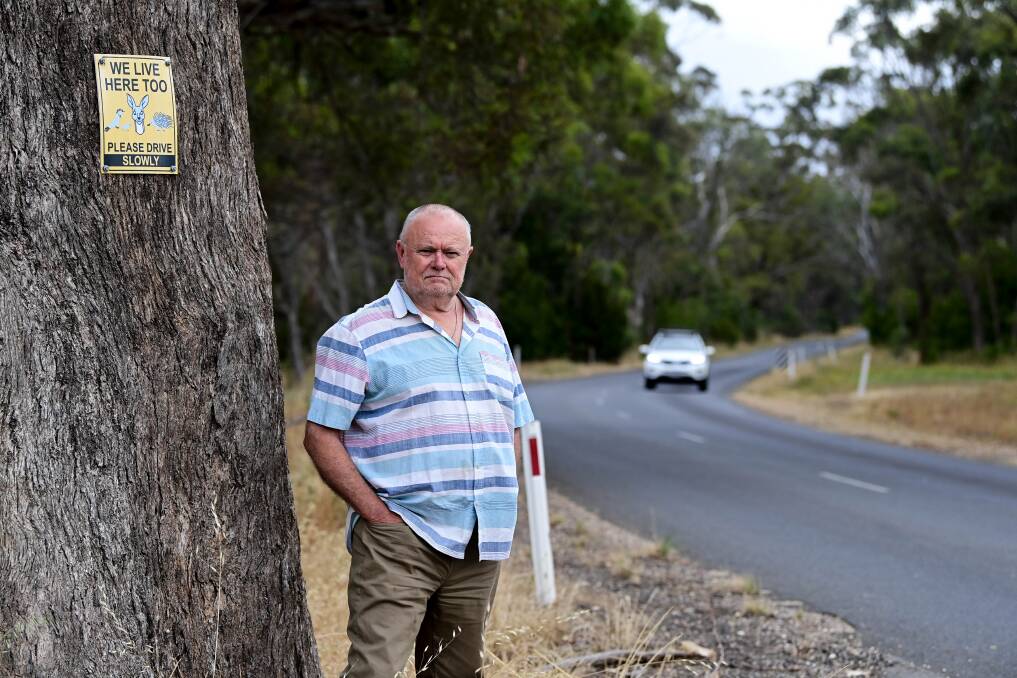 Wildlife Victoria volunteer Glynn Jarrett wants the speed limit on Fogartys Gap Road reduced from 100 kilometres per hour to 80 kilometres per hour. Picture by Brendan McCarthy.