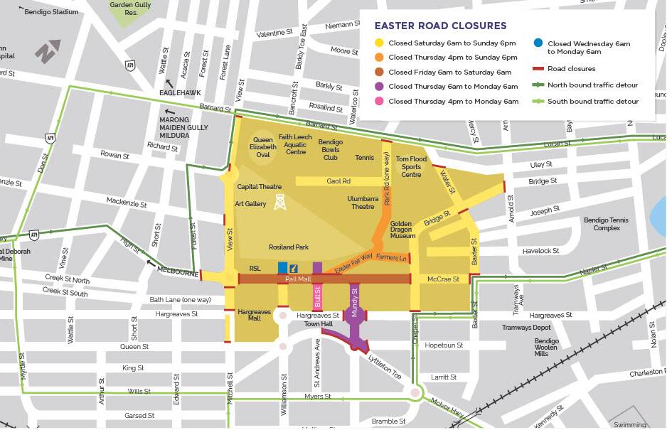 The Bendigo Easter Festival means road closures are coming to the centre of town. Picture supplied