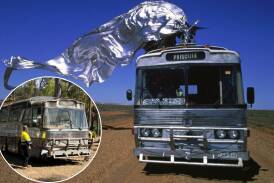 The iconic bus from The Adventures of Priscilla, Queen of the Desert in the 1994 film and (inset) in its current state. Pictures supplied by History Trust of South Australia