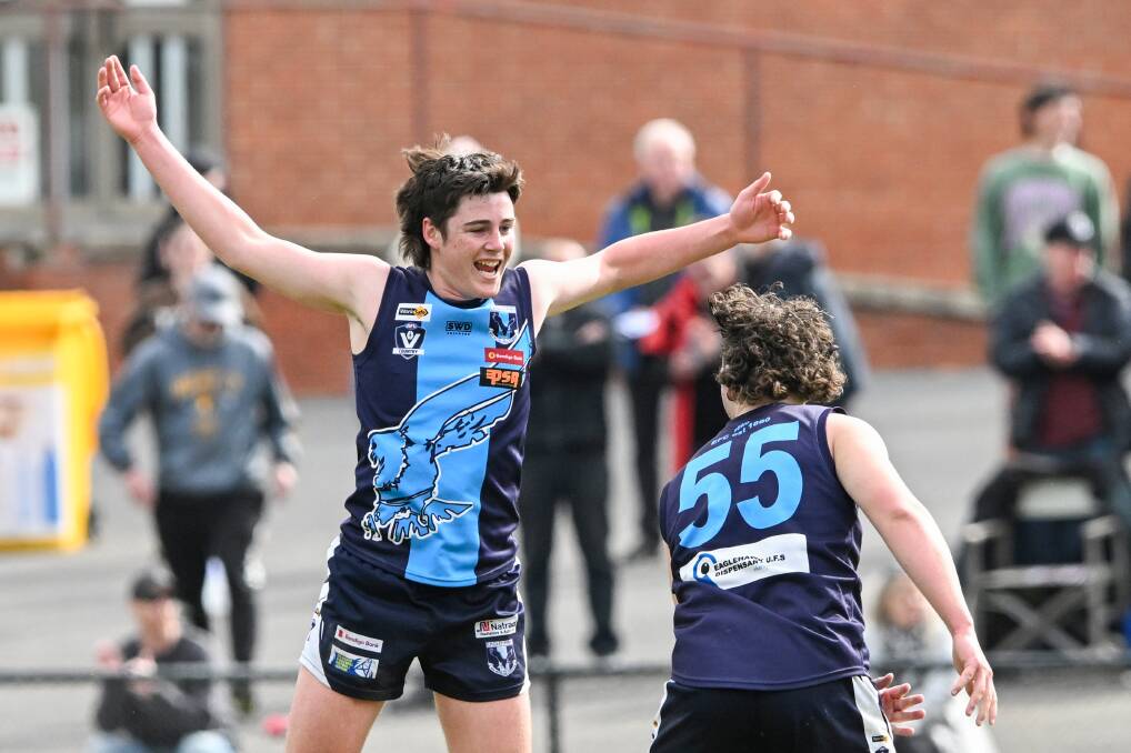 Young star Jack O'Shannessy celebrates a goal in the 2023 BFNL semi-final. Picture by Darren Howe