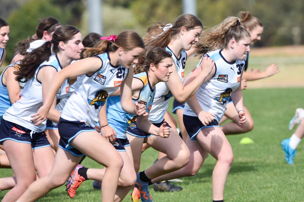 The Bendigo Pioneers girls squad has been hard at work this pre-season. Picture by Darren Howe