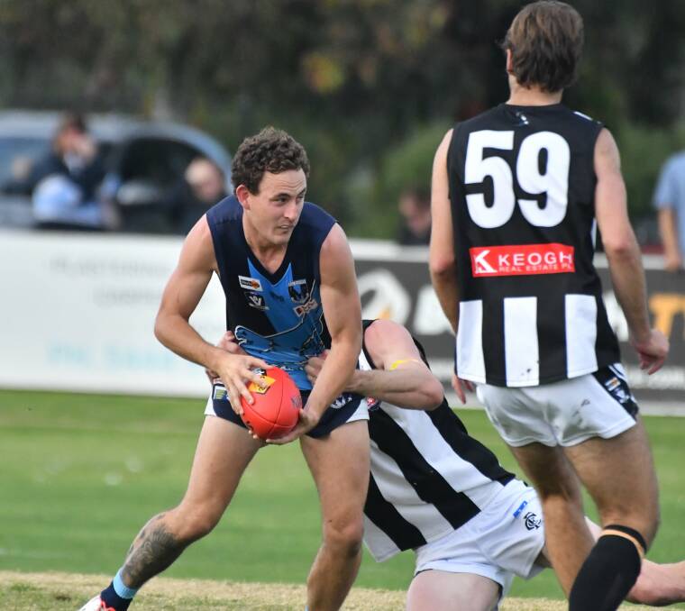Joel Mullen in action on Saturday. Picture by Adam Bourke