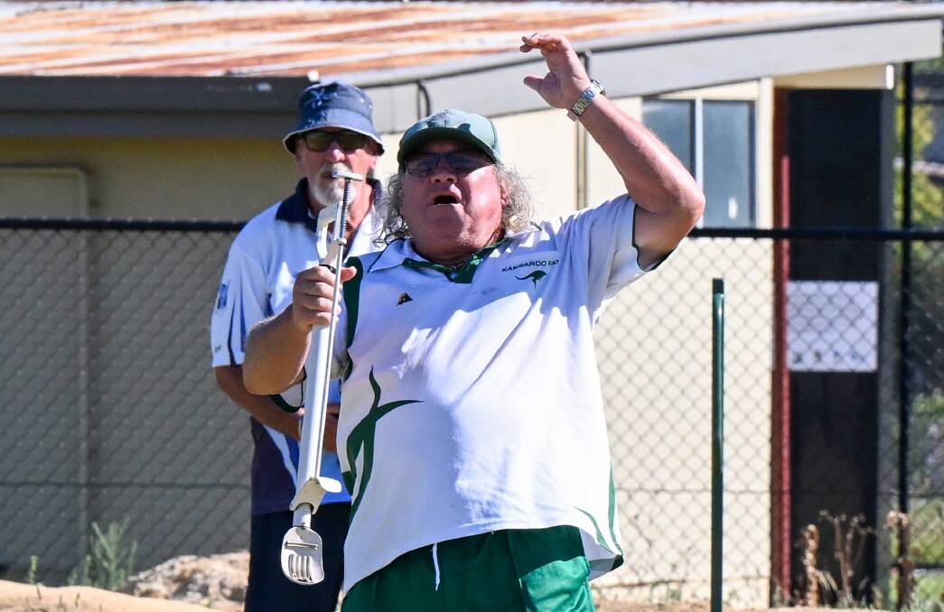 Kangaroo Flat skipper Eric White is full of emotion during his sides midweek bowls clash against Eaglehawk. Picture by Darren Howe