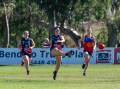 Sandhurst captain Ruby Campbell kicks inside 50 during the Dragons maiden CVFLW win. Picture by Enzo Tomasiello