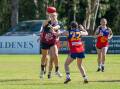 Sandhurst ruckman Piper Dunlop gets a handball away in round two. Picture by Enzo Tomasiello
