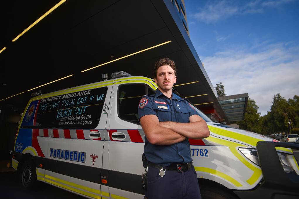 Bendigo paramedic Daine Stephenson he waits an average of two to three hours to transfer a patient into a bed at Bendigo Health. Picture by Darren Howe