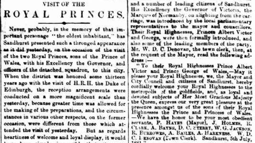 Part of the coverage in the Bendigo Advertiser on Wednesday July 6 1881.