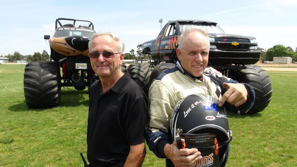 Monster truck mechanic Ken Dorman and driver Mark Gilbert. Picture: Leigh Sharp