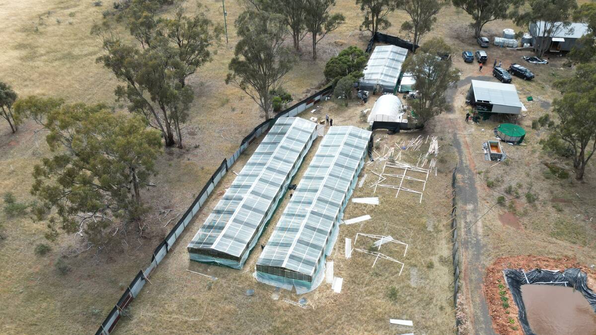 An aerial view of the Kamarooka property raided by police. Picture supplied