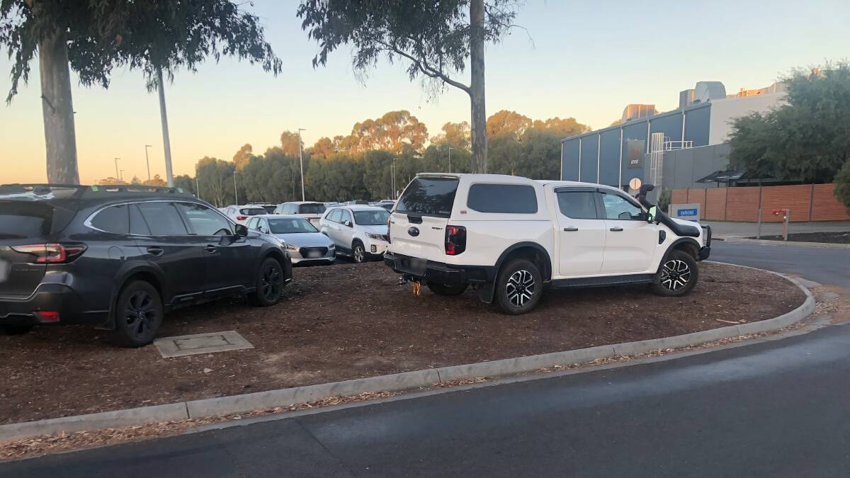  Cars parked on the nature strip at Red Energy Arena. Picture supplied