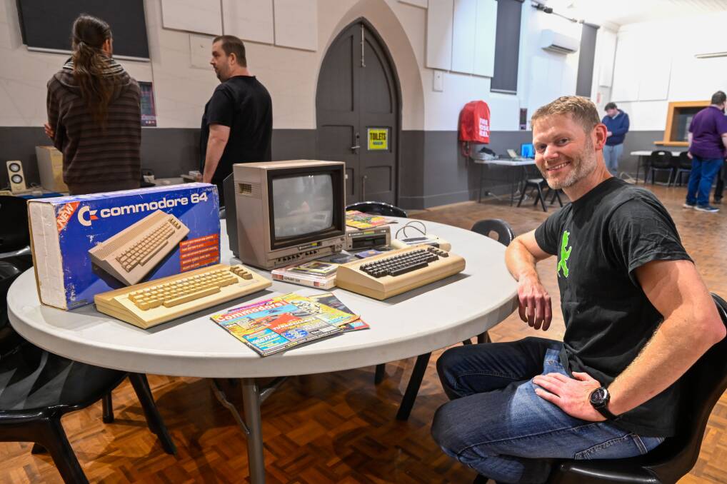 David Bridgfoot with his Commodore 64. Picture by Enzo Tomasiello