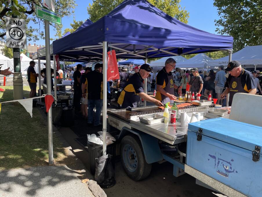 Three Rotary clubs held stalls over the day with Bendigo South selling out of food. Picture by Ben Loughran 
