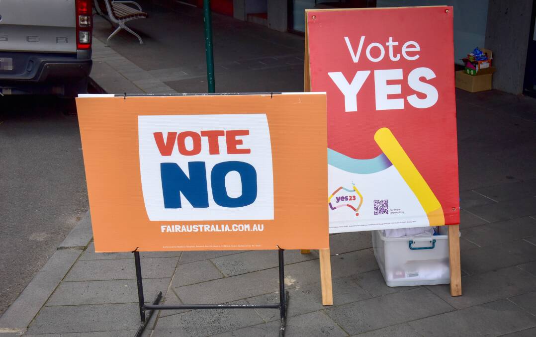 The placards set out on referendum day. Picture by Brendan McCarthy.