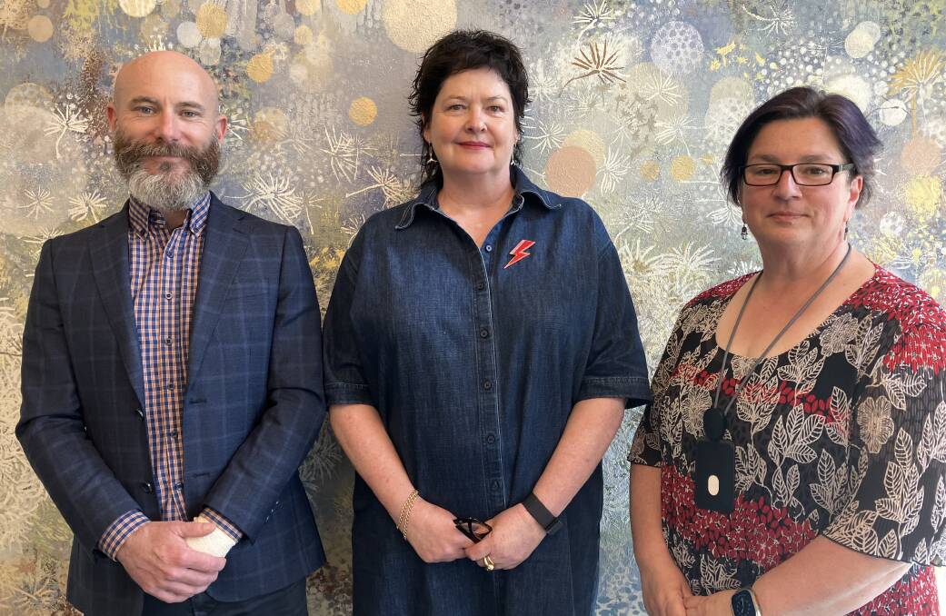 ARC Justice CEO Damian Stock, Centre Against Sexual Assault Central Victoria CEO Kate Wright and Centre for Non-Violence CEO Margaret Augerinos. Picture supplied