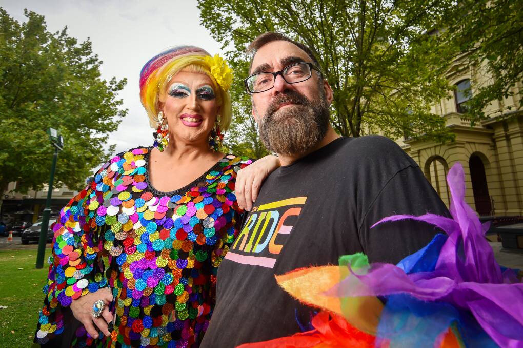 Polly Filla and John Richards are celebrating Bendigo Pride this year. Picture by Darren Howe