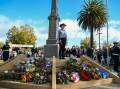 The Soldier's War Memorial in Kangaroo Flat laid with wreaths for ANZAC Day. Picture by Enzo Tomasiello