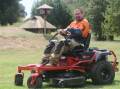 Peter Tubb uses Peppergreen Farm's new ride-on mower. Picture supplied.