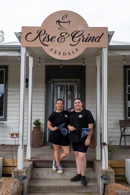 Curly Crameri, barista, and Cheryse Kruszynski, back of house, at Rise & Grind, where the ride starts. Picture by Enzo Tomasiello