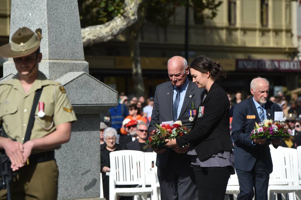 Wreaths laid at the 2022 ANZAC Day Service. Picture by Noni Hyett