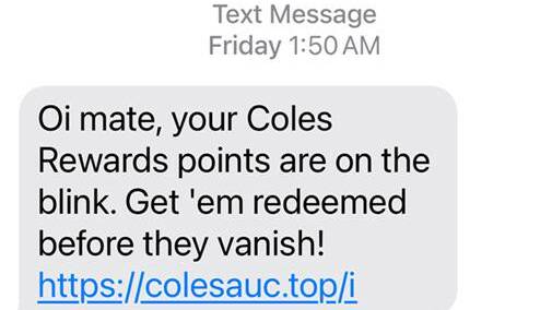 The scam currently being sent to Australians via text message. Picture: NSW Police