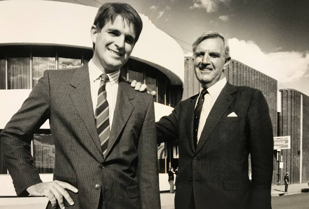 Leadership material: The 32-year-old Nationals candidate for Gwydir, John Anderson who eventually became party leader, pictured in early 1989 with then Nationals leader and neighbouring Member for New England Ian Sinclair.