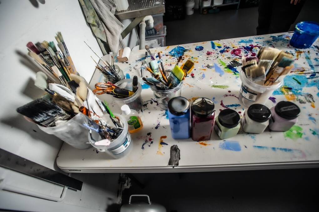 Some of the artist's tools of trade. Picture: Karleen Minney