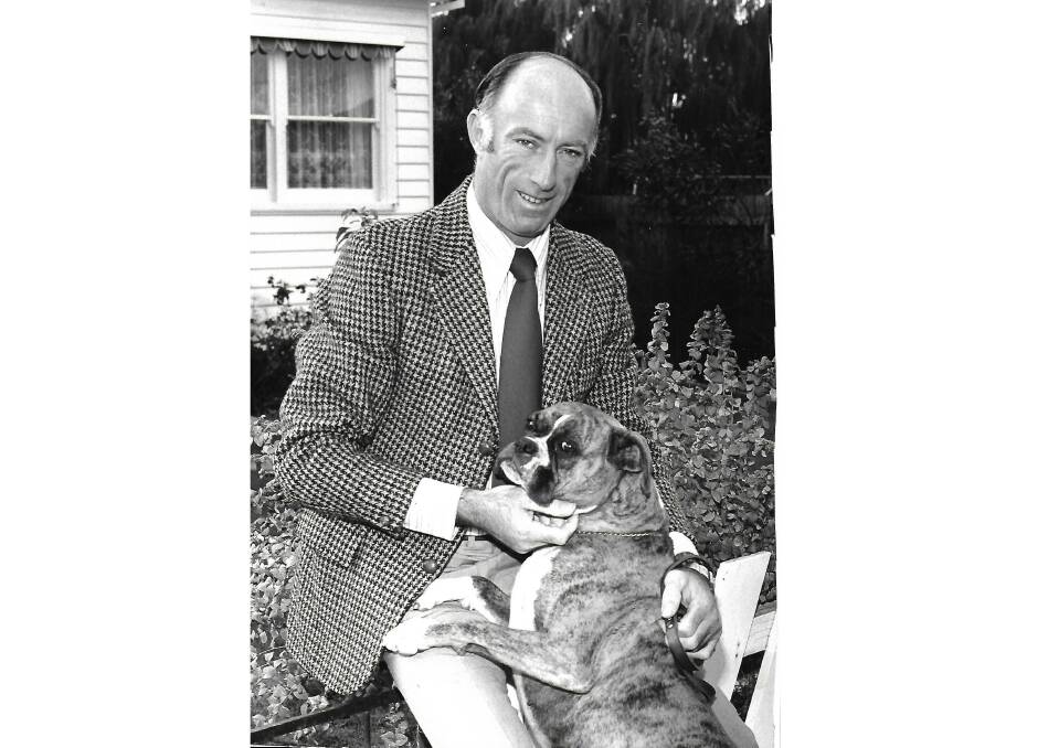 John Bourchier with the family dog Honey after his 1980 election win. Picture: CONTRIBUTED