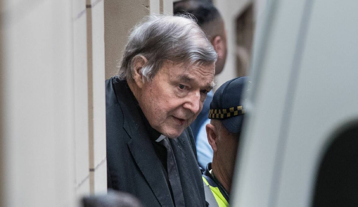 George Pell leaving court in August, when his County Court appeal bid was rejected. Photo: Jason South.