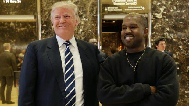 President-elect Donald Trump and Kanye West pose for a picture in the lobby of Trump Tower. Photo: AP