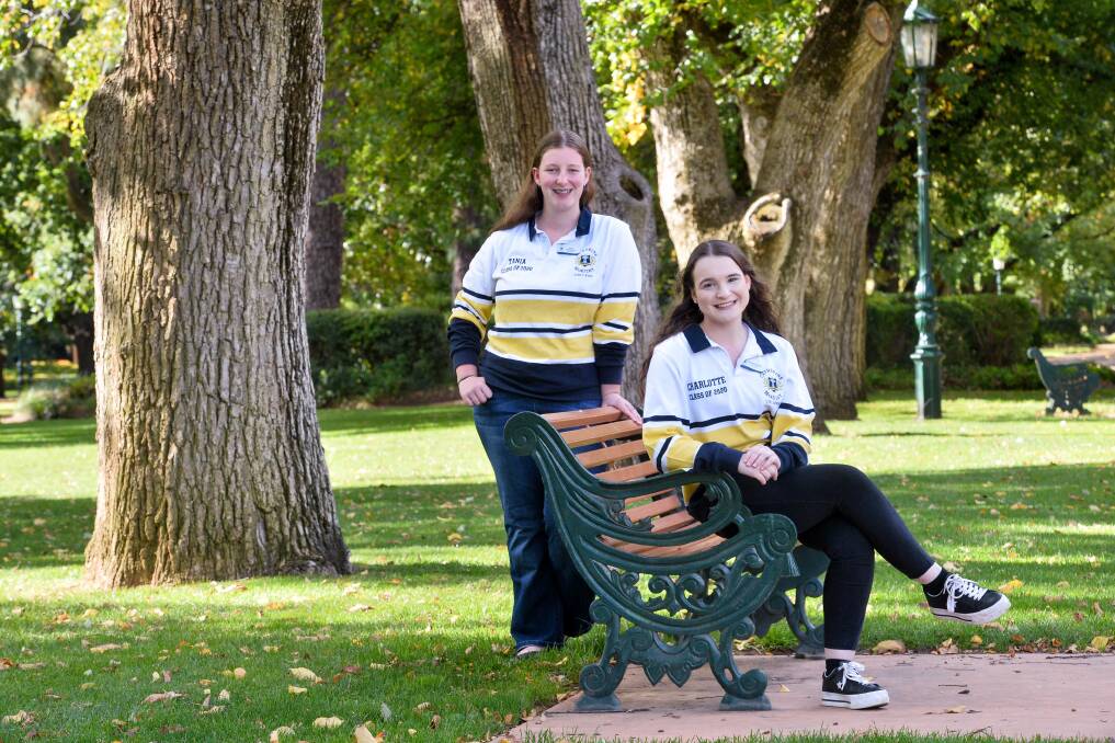 Year 12 students Tania Hutchinson and Charlotte Brook in Rosalind Park, Bendigo, earlier this year. Pictures: BRENDAN McCARTHY