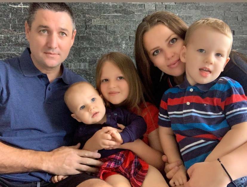 Owen Stuchbery, Milica Kastratovic and their children Andrea, Oliver and Isabelle. Picture: SUPPLIED