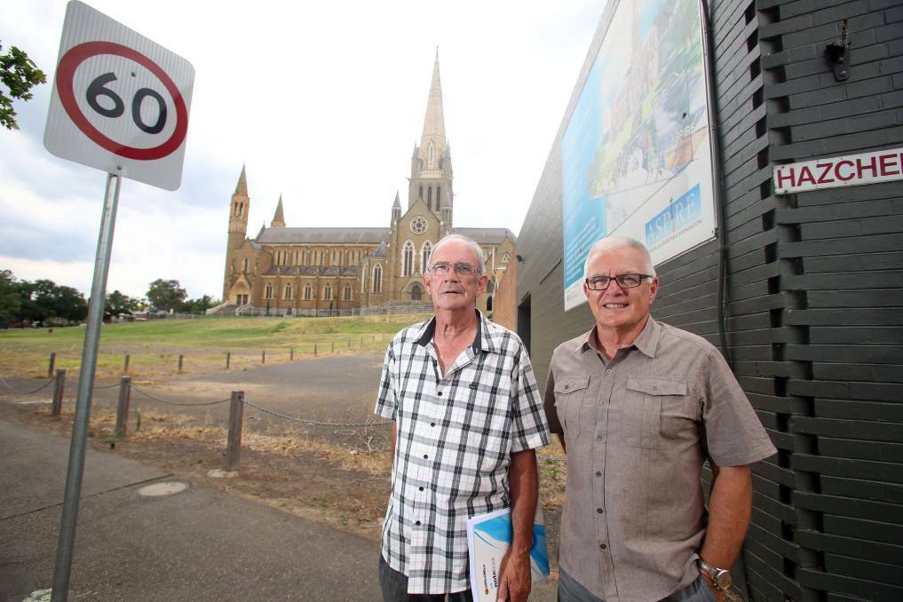 Max Turner and Alan Ellis were part of a group of residents challenging the approval of the Aspire Precinct. Picture: GLENN DANIELS