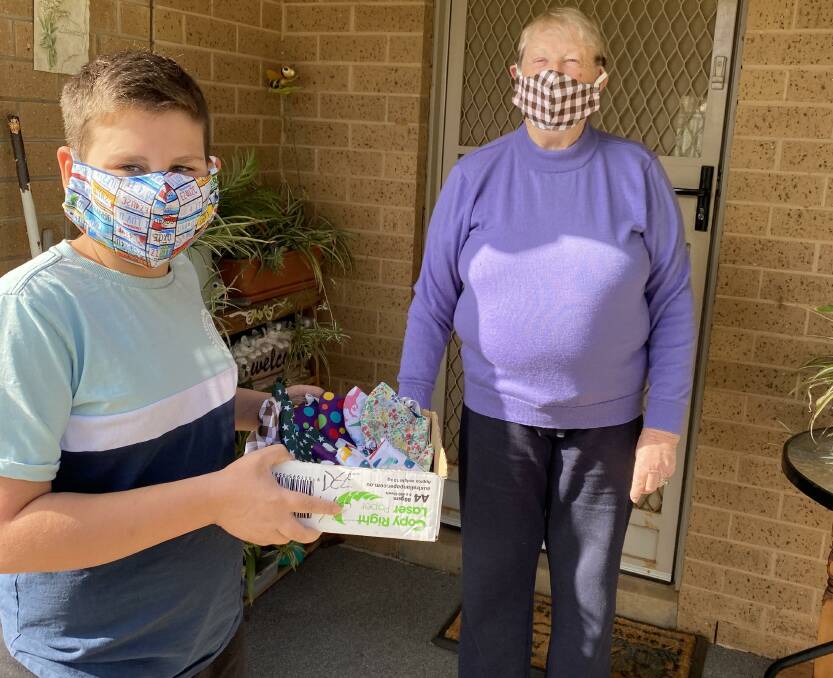 Tyson Blair, 12, created face masks for elderly residents in Wedderburn.