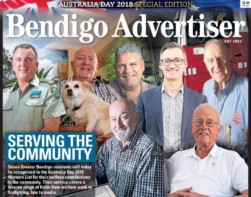 A snapshot of the Bendigo Advertiser Australia Day front page.