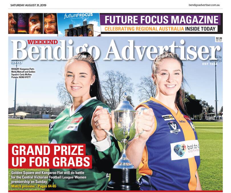 The Bendigo Advertiser's front page on Saturday.