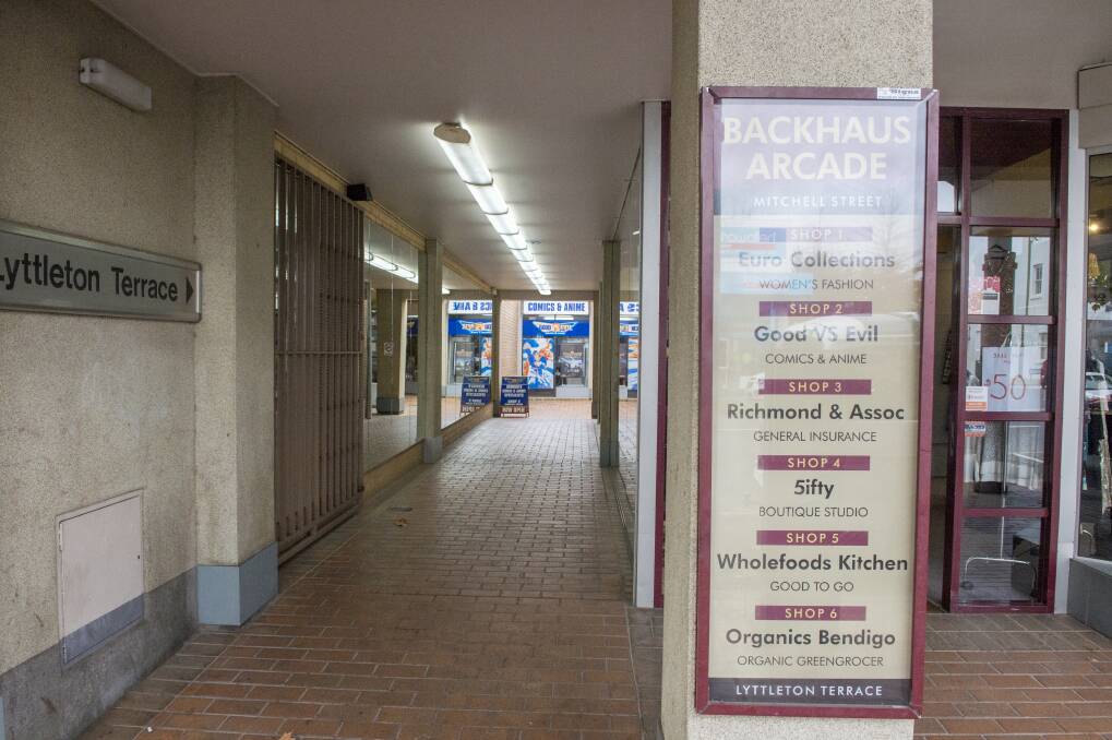 This entrance to Backhaus Arcade could be changed, with plans to extend the store on the right across the pedestrian walkway.