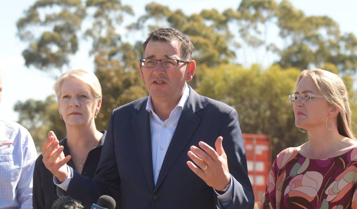 Premier Daniel Andrews, speaking in Bendigo, said opposition to fire service reforms "doesn't stand up to any real scrutiny". Picture: NONI HYETT