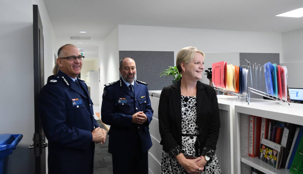 Member for Bendigo West Maree Edwards with Corrections staff in the Yaluk Centre. Picture: Adam Holmes