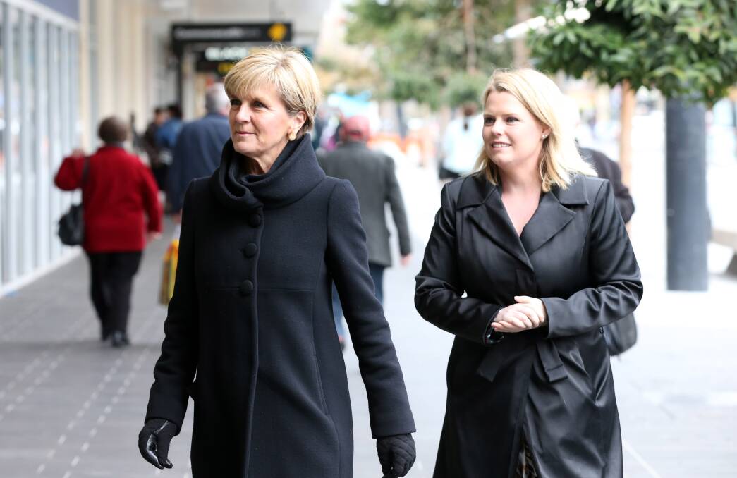 Foreign minister Julie Bishop and Liberal candidate for Bendigo Megan Purcell were keen to push the party's jobs policies. Picture: GLENN DANIELS