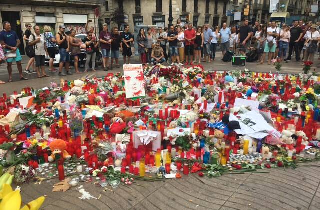 Tributes started almost instantly after the attacks in Barcelona. Picture: Sasha Vedelsby