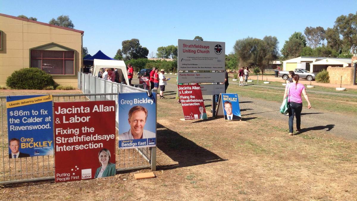A polling booth in Bendigo for the 2014 state election.