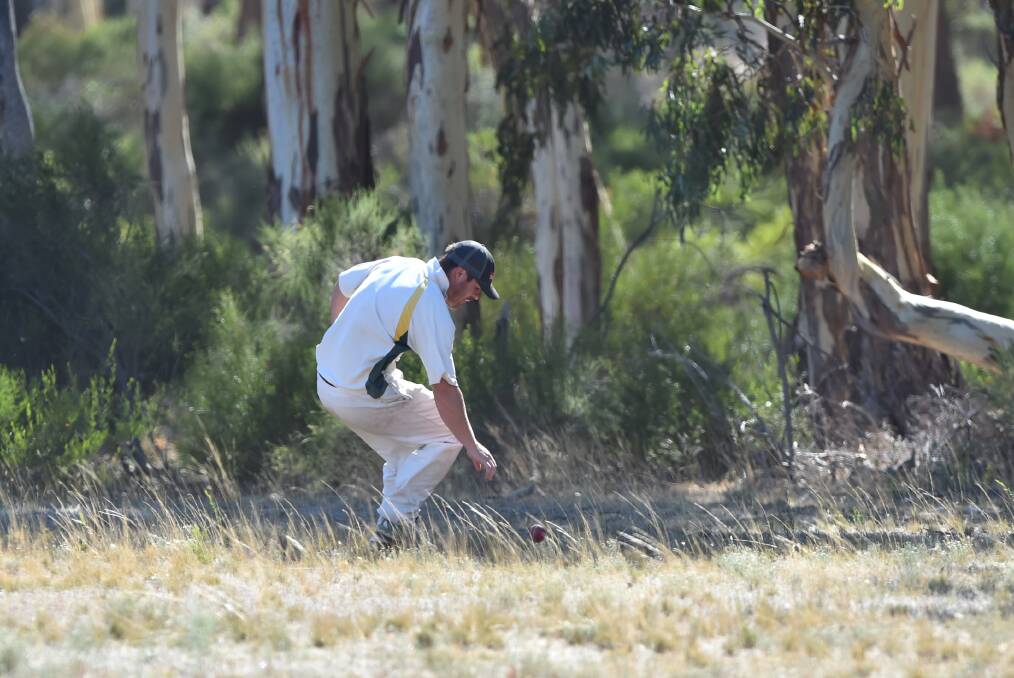 A player fields the ball near the boundary at Kingower. Picture: GLENN DANIELS