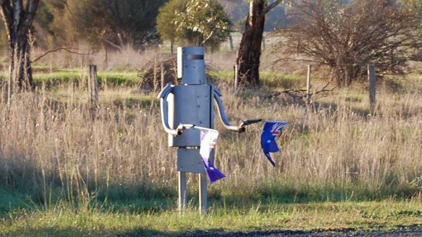 The steel Ned Kelly letterbox, stolen from a property 1.5 kilometres north of Rochester on the Northern Highway.
