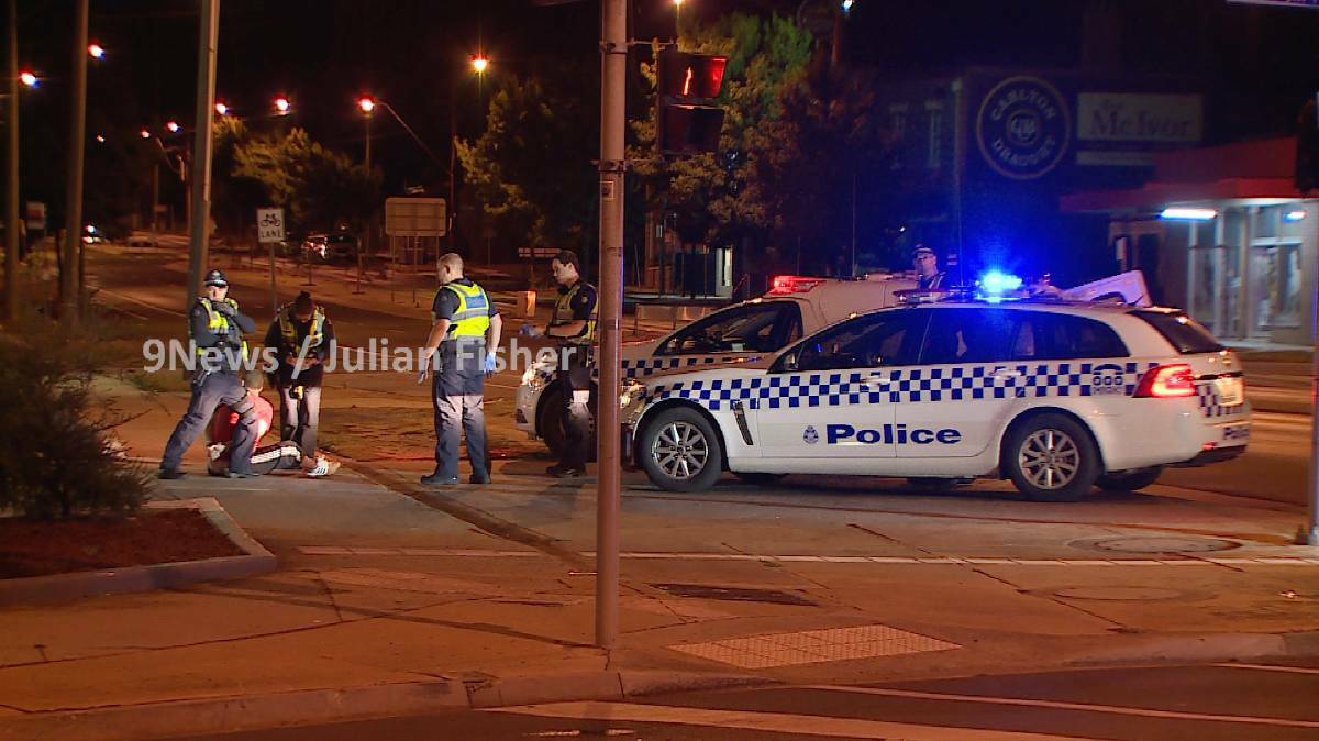 Tyson Gray is arrested by police on McIvor Road. Picture: 9News/Julian Fisher