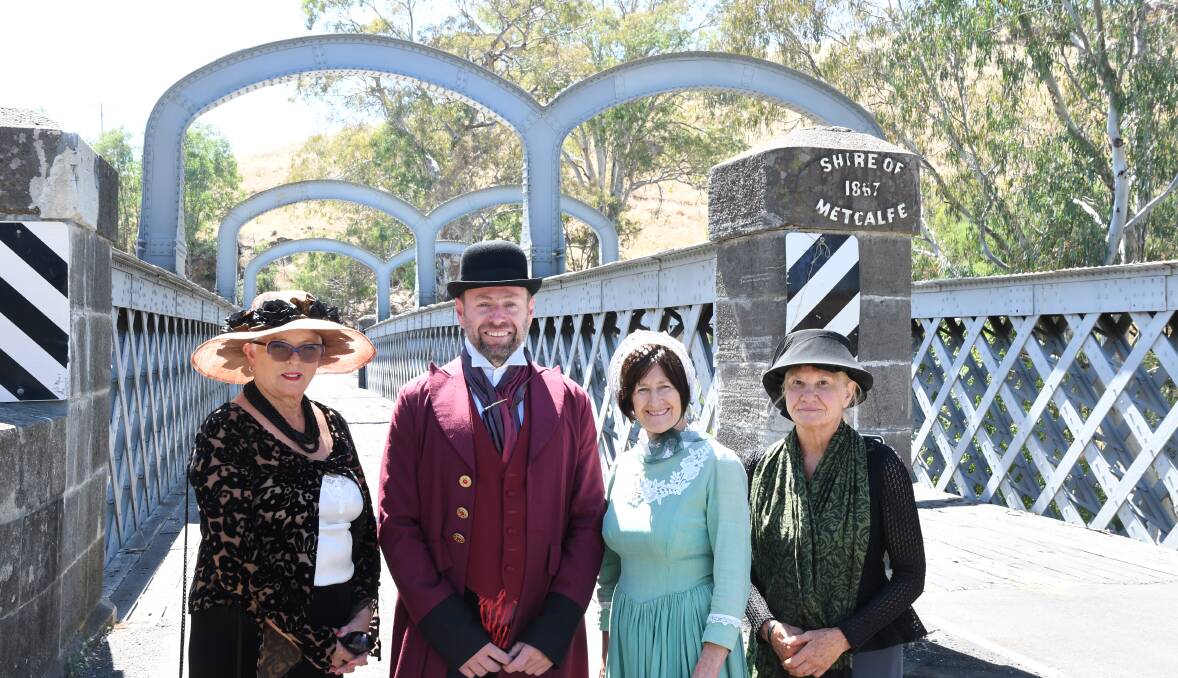 Kathy Hall, Andrew Campbell, Alison Campbell and Barbara James in period costume to re-enact the opening of the Redesdale Bridge. Picture: ADAM HOLMES