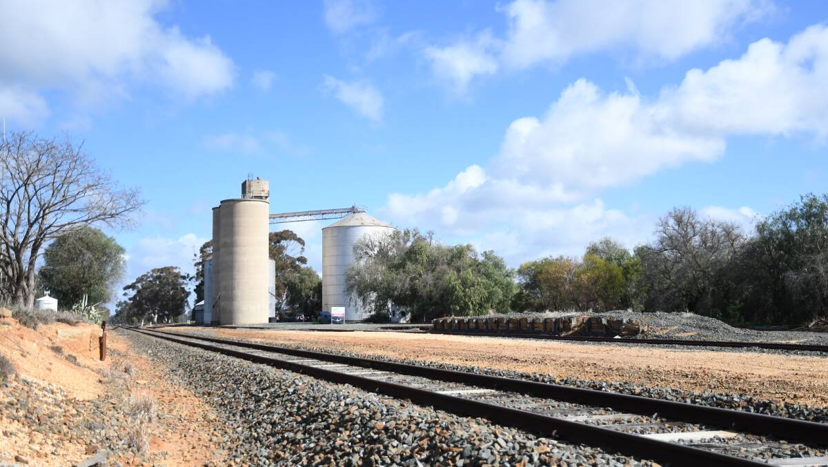The silos of Goornong, with the former railway station in the foreground. Labor has promised to reopen the station from 2021. Picture: ADAM HOLMES
